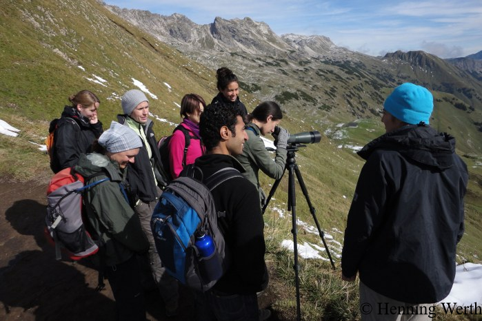 Exkursionsgruppe in den Alpen